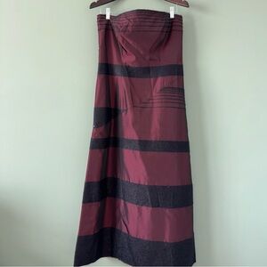 Chantal Gaudreau Womens Burgundy and Black Strapless Sheath Dress Italy Sz 10